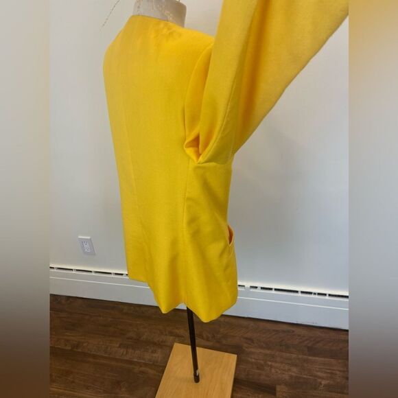 Vintage yellow and black buttoned woman’s blazer || Blazer  with shoulder pads - Picture 4 of 10